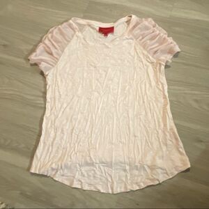 Jennifer Lopez pink sparkle short sleeve blouse
